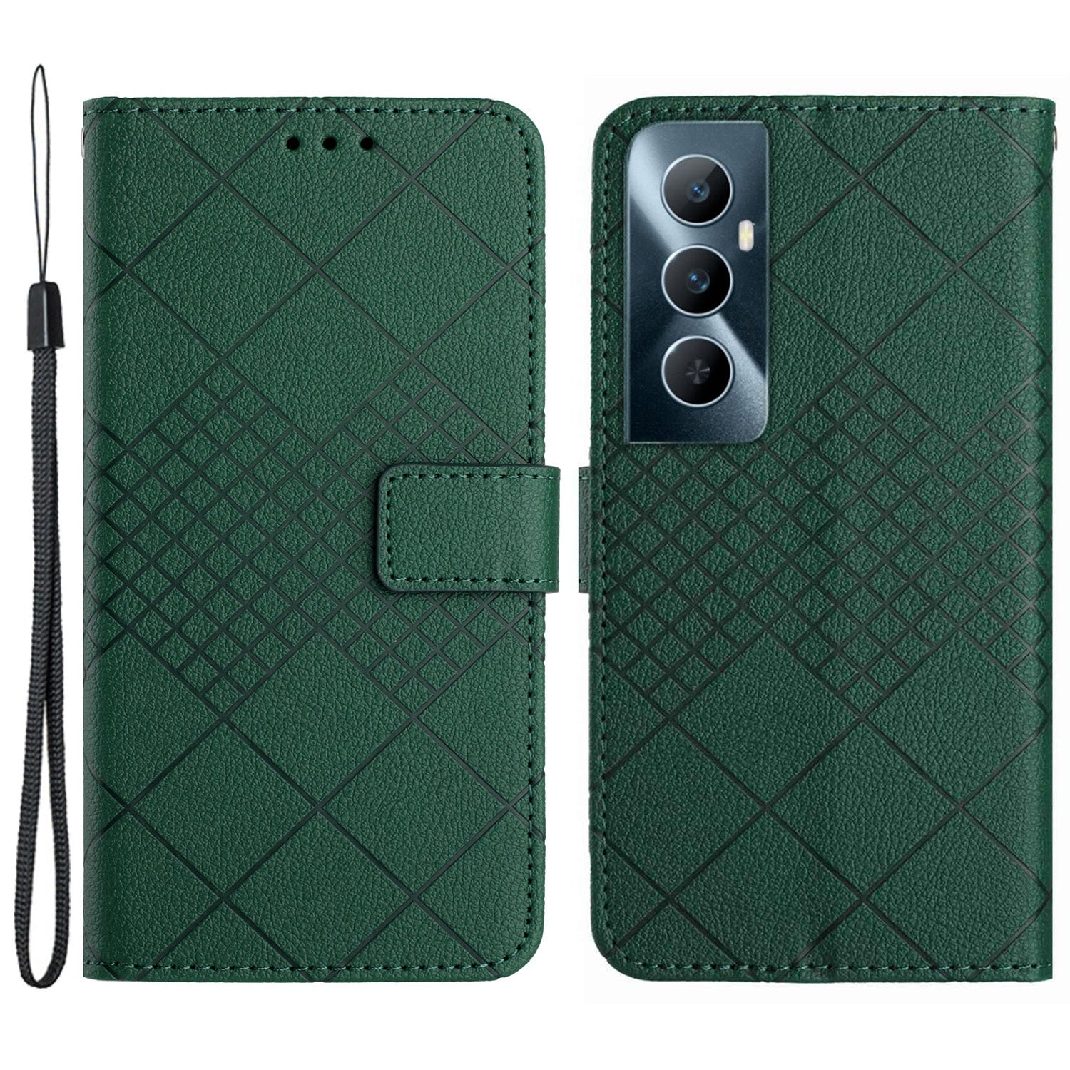 HT06 For Realme C65 4G Wallet Phone Case Rhombus Pattern Imprinted Flip Cover HT06 For Realme C65 4G Wallet Phone Case Rhombus Pattern Imprinted Flip Cover